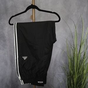 Men's Adidas Black Snap Track Pants with White Stripes Sz XL